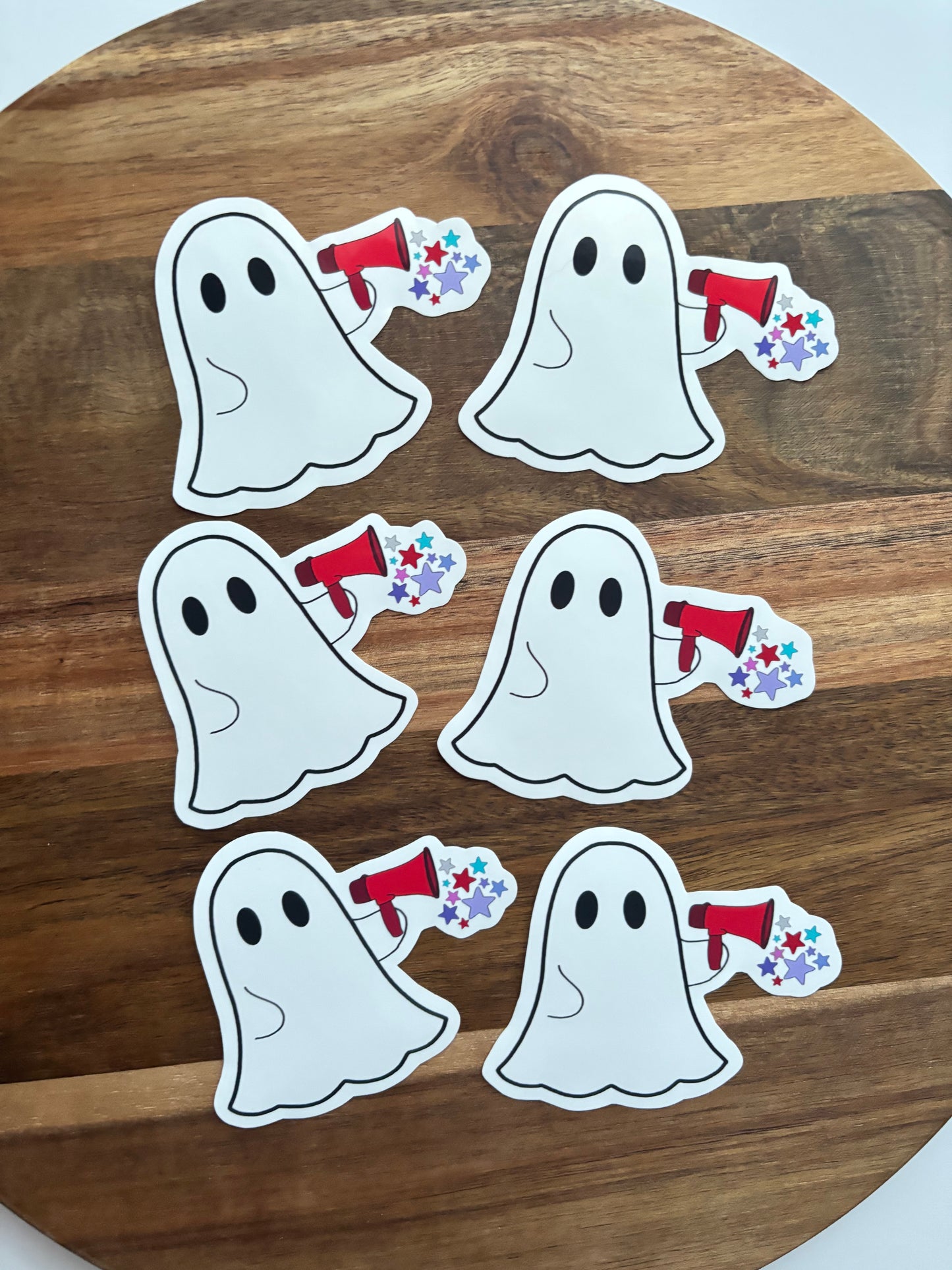 Ghost With Megaphone And Stars Laptop Sticker
