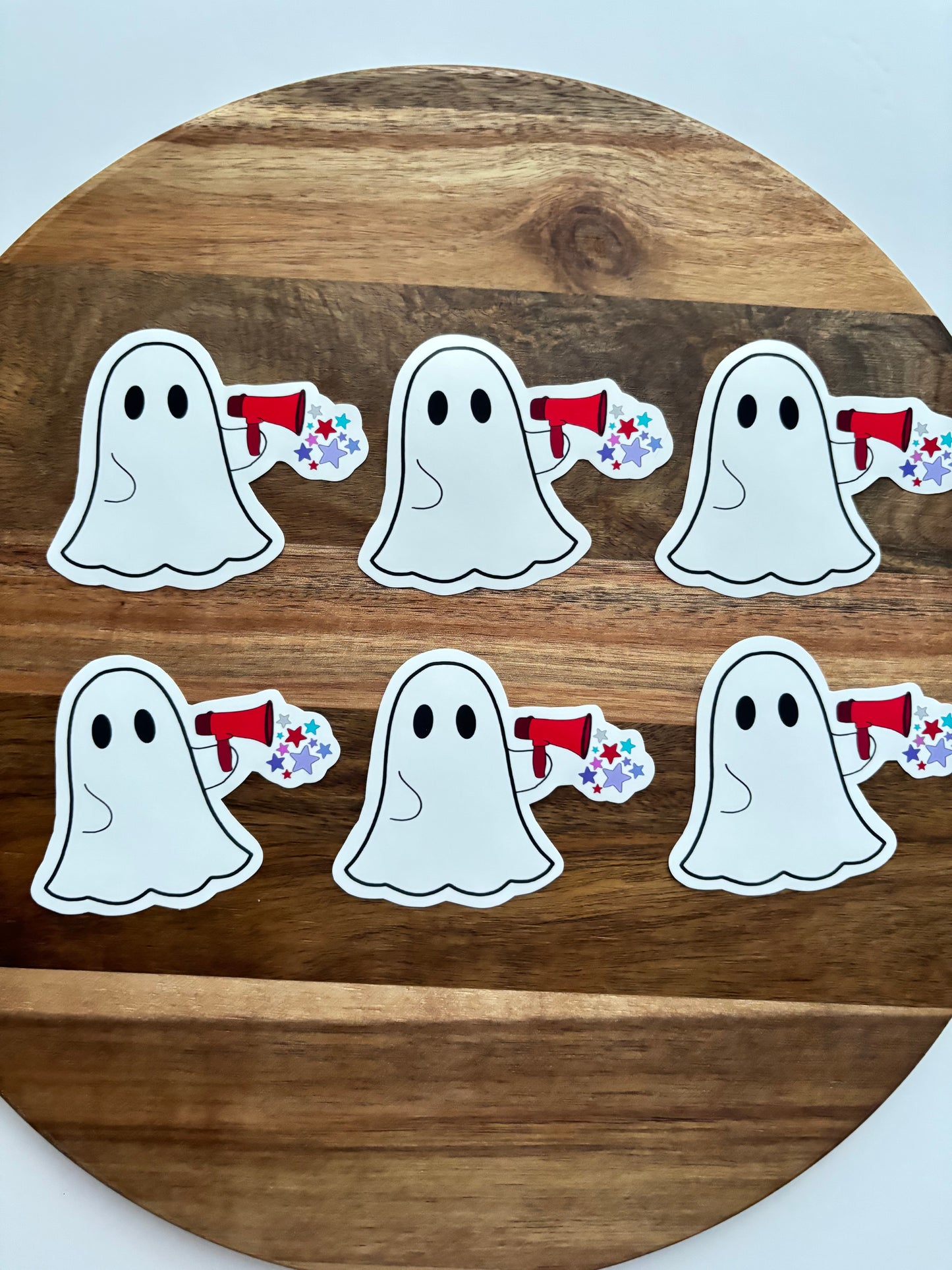Ghost With Megaphone And Stars Laptop Sticker